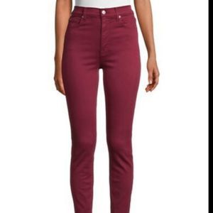 7 For All Mankind Maroon Size 23 Burgundy Ankle Gwenevere Skinny Pants